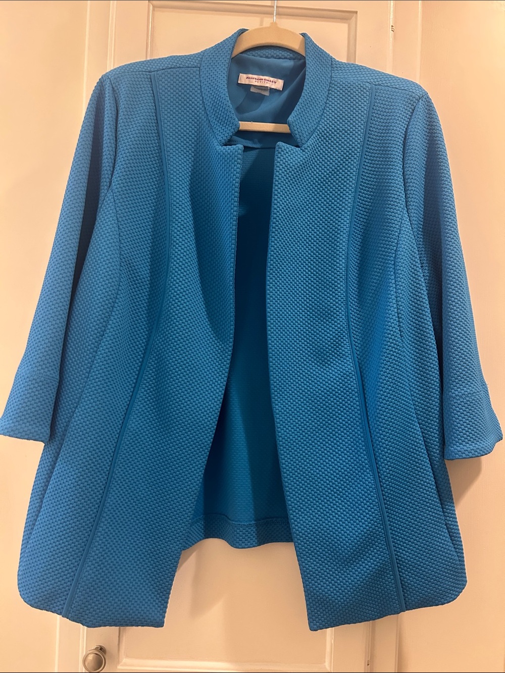 Allison Daley Open-Front Bright Blue Textured Blazer
